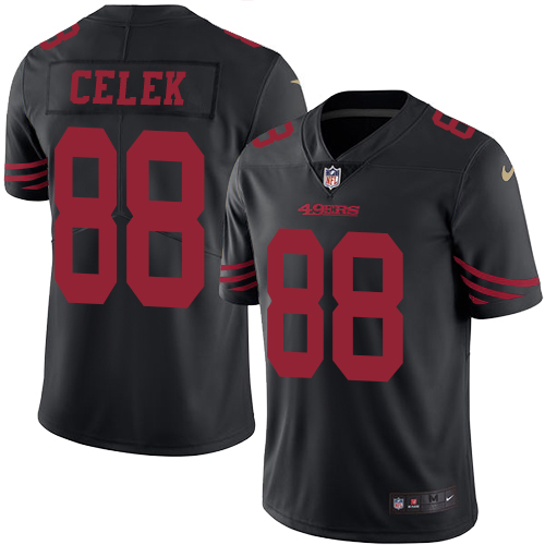 Men's Limited Garrett Celek Nike Jersey Black - #88 Rush NFL San Francisco 49ers